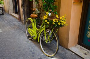 Bike with flowers in basket